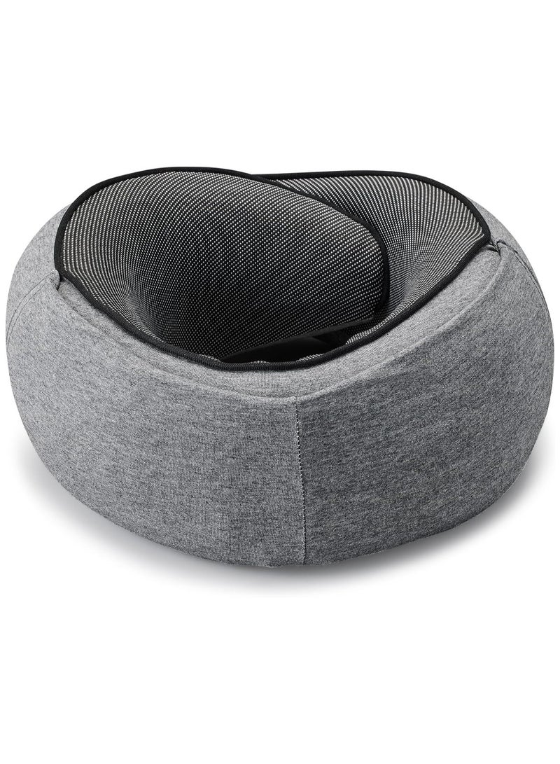 وسادة رقبة للسفر محمولة مع غطاء رأس قابل للطي، دعم مريح بزاوية 360 درجة، تصميم مقاوم للرياح، إسفنج ميموري فوم، قناع للعين وسدادات أذن، غطاء قابل للغسل - رمادي داكن - Image 3